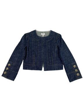 Ann Taylor Loft Denim Cropped Fitted Jacket Women’s Size 0 Button Cuff